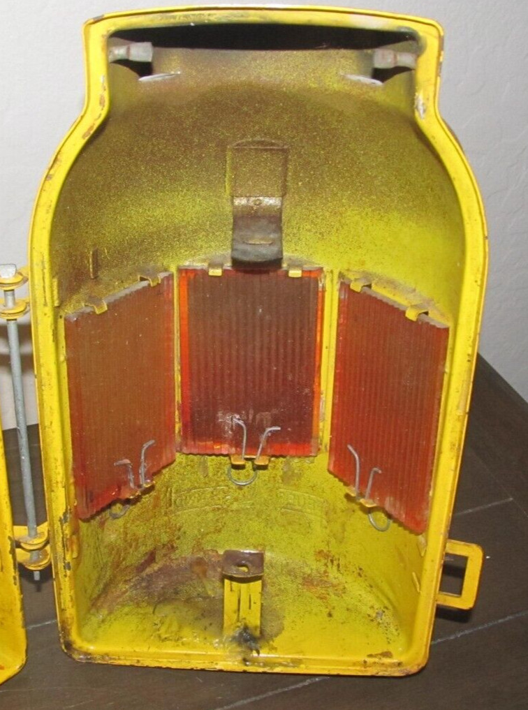 Vintage FEUERHAND KEROSENE LANTERN Yellow Metal Orange Lens Candle German