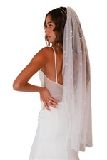 1 Tier Long Pearl Wedding Veil Bride Veil For Bachelorette Party Bride To Be ...