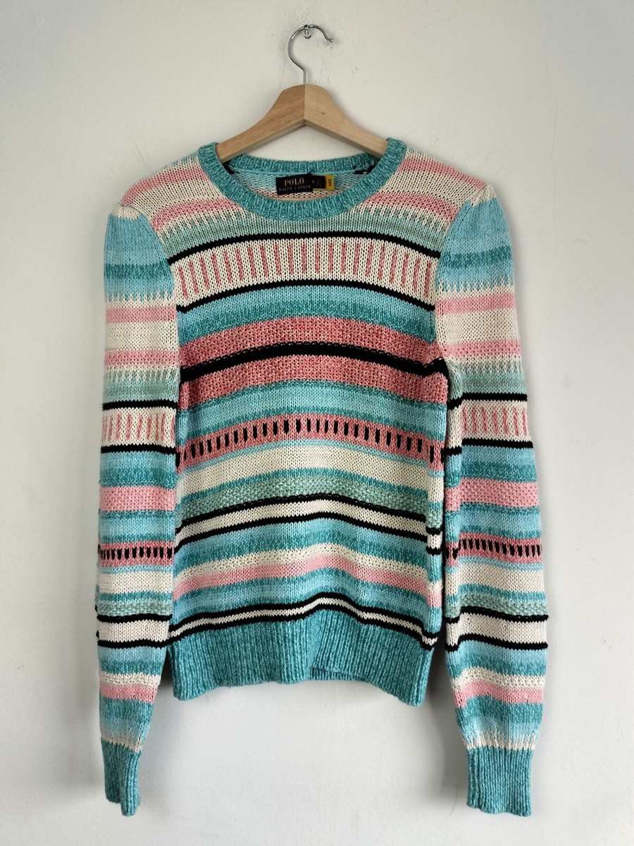 Polo Ralph Lauren Cotton Linen Chunky Knit Striped Jumper