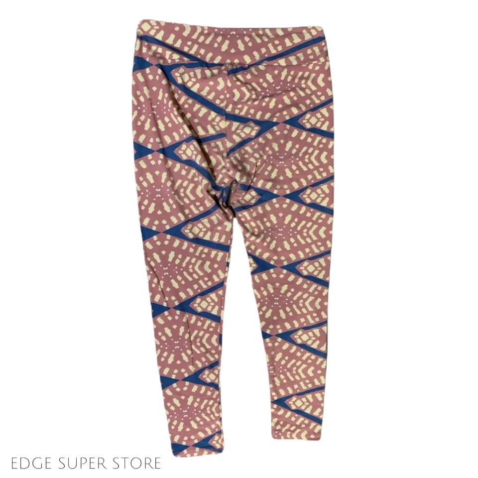 Leggings Lularoe Rosa Claro Azul Estampado Zig Zag Elastizados Pierna Ajustada Altos y Curvilíneos Foto 3 de 4