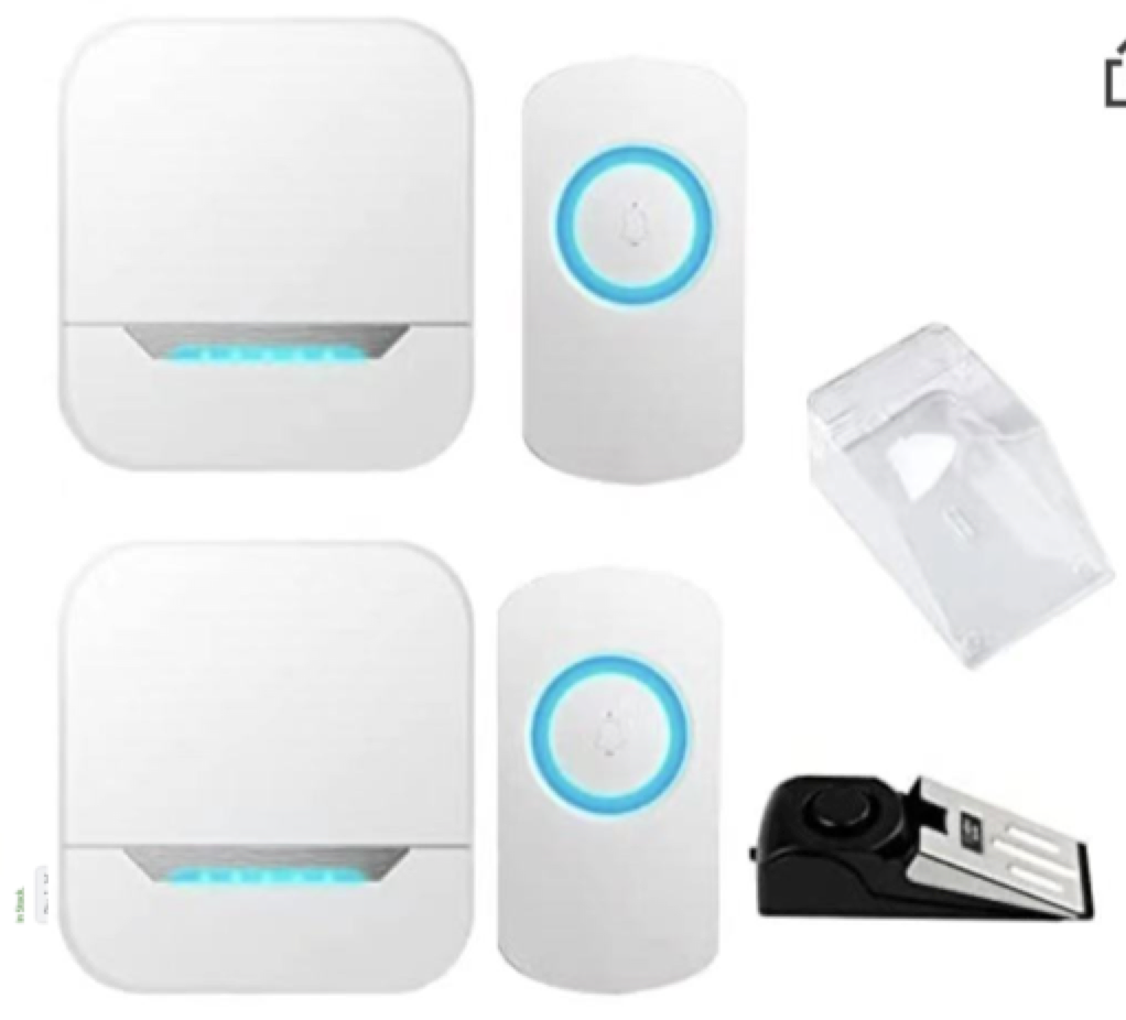 Wireless Doorbell Ring Alarm Waterproof with 2 Push Receivers &2 Transmitters-image
