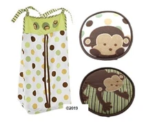 Kidsline Mod Pod 3-Piece Plush Monkey Nursery Wall Decor & Diaper Stacker Bundle