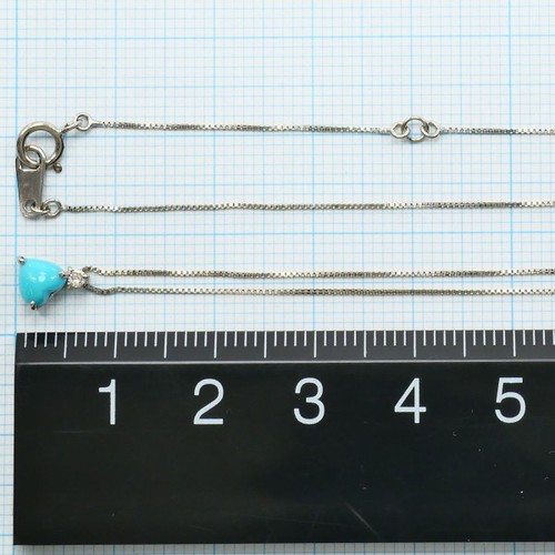 18K White gold Necklace Turquoise Diamond 1.4g 43cm Free shipping Used - Picture 5 of 5