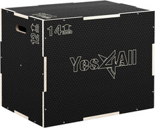 3 in 1 Non-Slip Wooden Plyo Box, Step up Box for Workout, Plyometric Jump Box fo