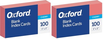 Oxford Blank Color Index Cards, 3'' x 5'', Cherry, 100 Per Pack (7320 CHE) (Pack o