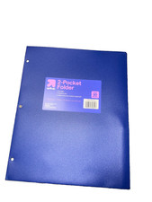 24 Pack Up  Up Blue 2 Pocket Plastic Folders 3 Hole Punched School Office