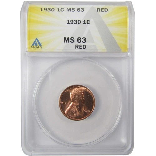 1930 Lincoln Wheat Cent MS 63 RD ANACS Penny Uncirculated SKU:I25586