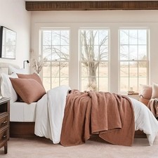 EVERGRACEHOME King Cotton Coverlet Set 108"x98" Ribbed Matelassé 3PC New