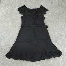 Polo Ralph Lauren Dress Womens 12 Lace Top Black Belted Lined Sleeveless Shift D