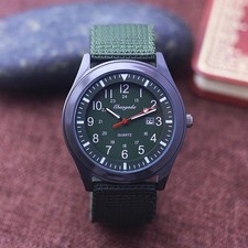 Fashion Men Boys Cool Military Canvas Calendar Date Wristwatch Students
