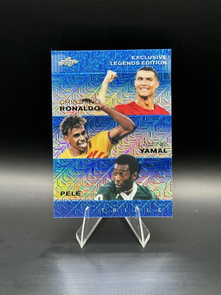 Cristiano Ronaldo, Lamine Yamal & Pelé 2025 Leaf Metal Trio Blue
