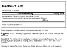 Swanson Ashwagandha Extract, Standardized, Herbal Supplement, 450 mg/ 60 Caps