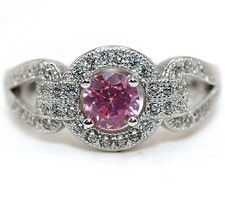 1CT Treated Pink Sapphire  Topaz 925 Solid Sterling Silver Ring Sz 6 MB5-3