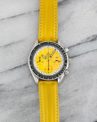 Vintage Omega Speedmaster Schumacher Automatic Chronograph 90s Yellow  Dial