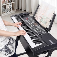 61 Key Full Size Electric Digital Piano Musical Beginner Keyboard w/ Sheet Stand