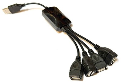 Cmple Mini Black 4 Port USB-A 2.0 High Speed Passive Hub Splitter