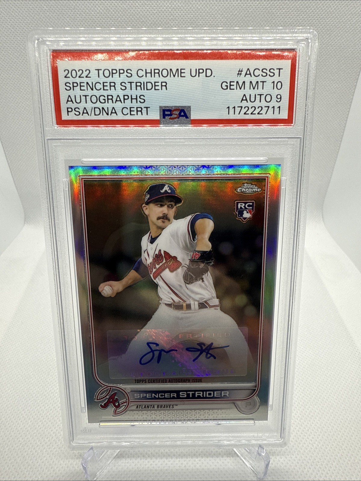 2022 Topps Chrome Update Series - Autographs Spencer Strider #AC-SST Rookie