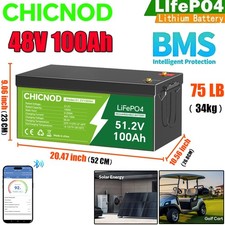 48V 100Ah LiFePO4 Lithium Battery 5120Wh Built-in BMS Bluetooth For Golf Cart