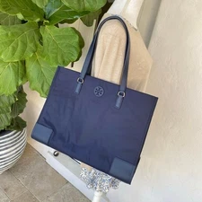 Tory Burch 136144 Large Ella Nylon Tote In Tory Navy Authentic ‼️
