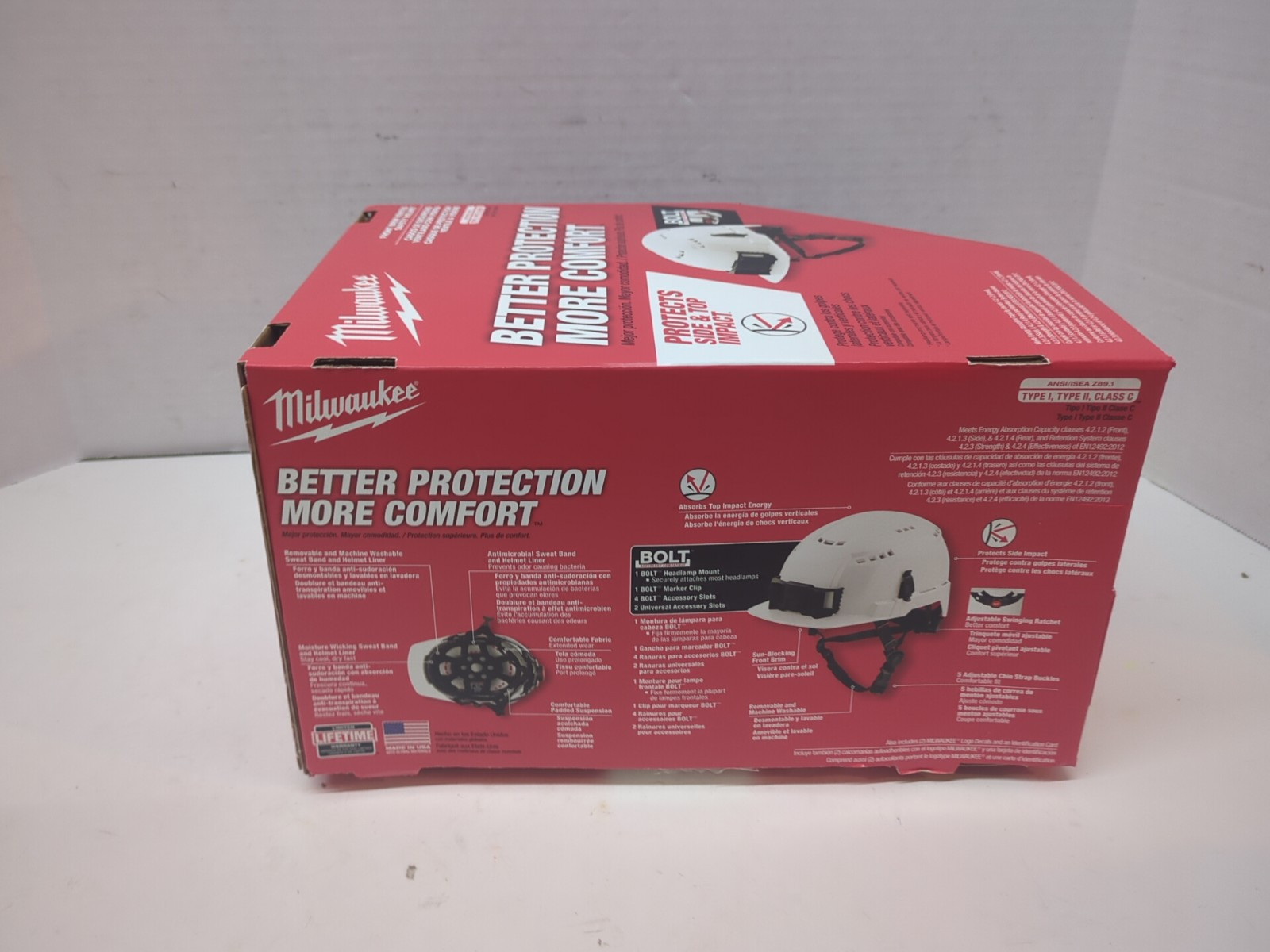 Milwaukee Orange Front Brim Vented Helmet With Bolt Class C 48-73-1332