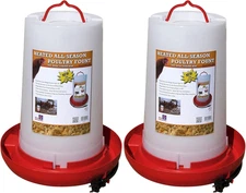 2 Pack Heated Chicken Waterer, Poultry Water Fountain, 3 Gallon