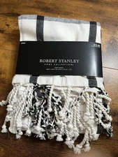 New Robert Stanley Home Collection Table Throw 40”x40”, Black & White