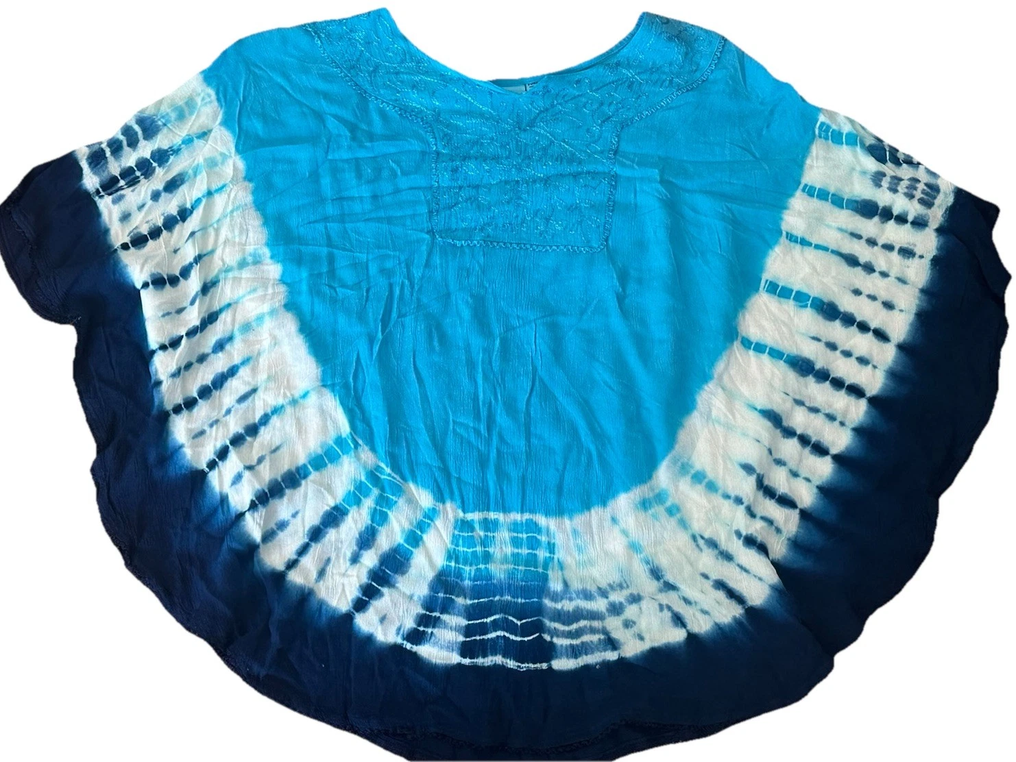 Indian Tropical Fashion Poncho Cape Embroidered Tie Dye One Size