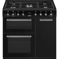 Smeg Concert CX93GMBL 90cm wide Dual Fuel Range Cooker with Gas Hob - Black - A