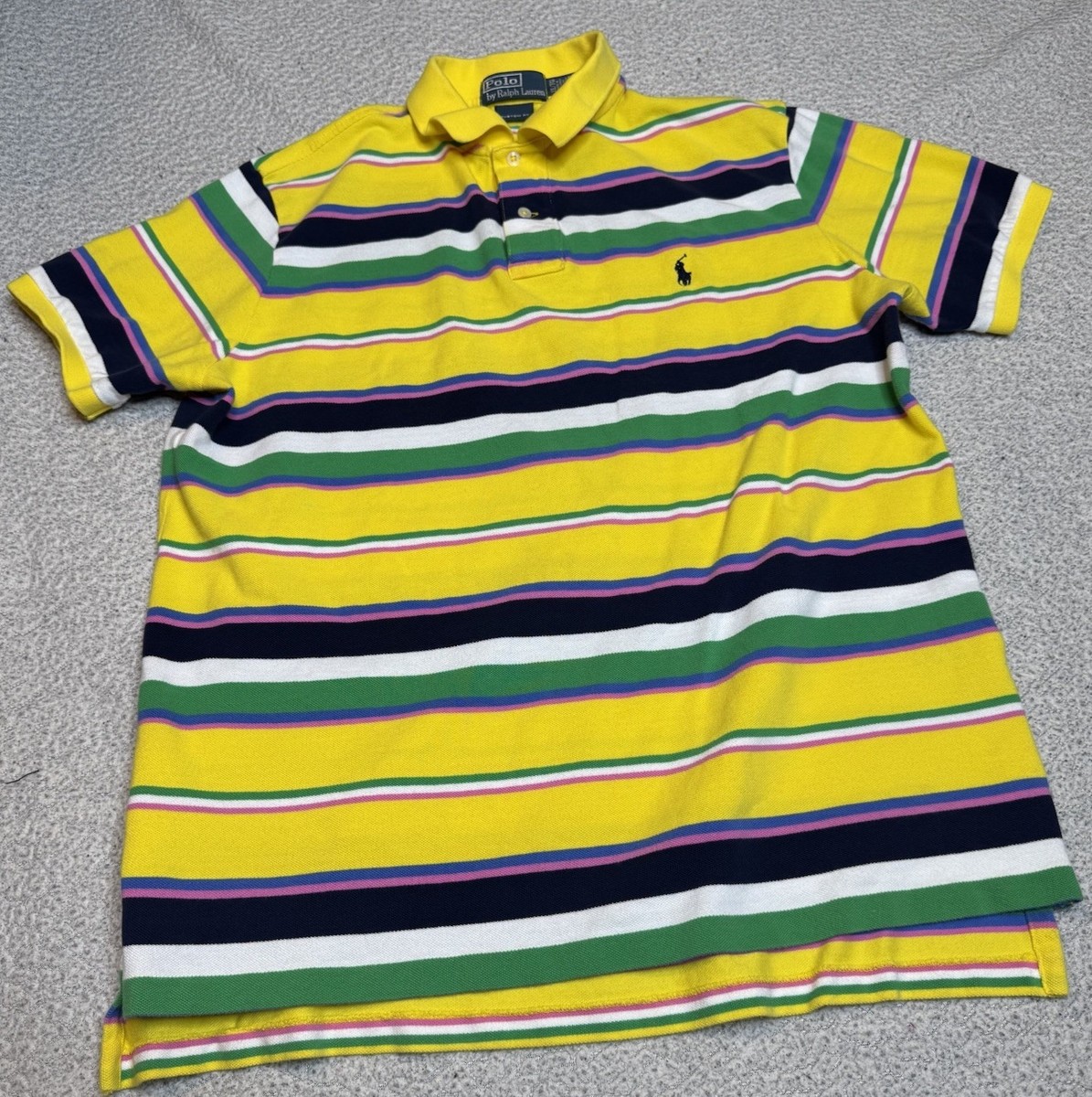 VTG Ralph Lauren Polo Shirt Men's XL Yellow Bright Colorful Prep