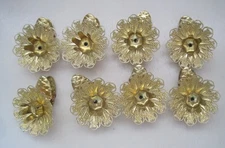 Lot of 8 Christmas Tree Candle Holder Clips Gold Tone Filigree Metal Ornaments