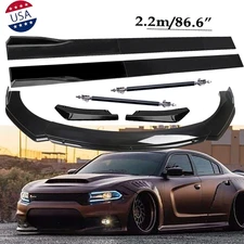Front Bumper Lip Spoiler Body Kit Rear Lip Glossy Black For Dodge Charger