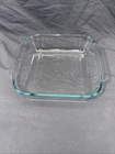 Vintage Pyrex 222 Square Glass Baking Dish 8x8 USA Clear Handles Oven Safe