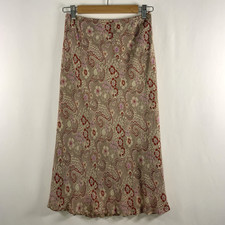 VTG Womens Y2K Floral Paisley Slip Skirt Sz S Rayon Forest Fairy Earthy G2U