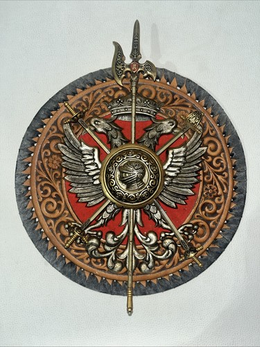 Gothic Shield Swords Knight Two Headed Eagle Wall Hanging Plaque Toledo Spain 9"