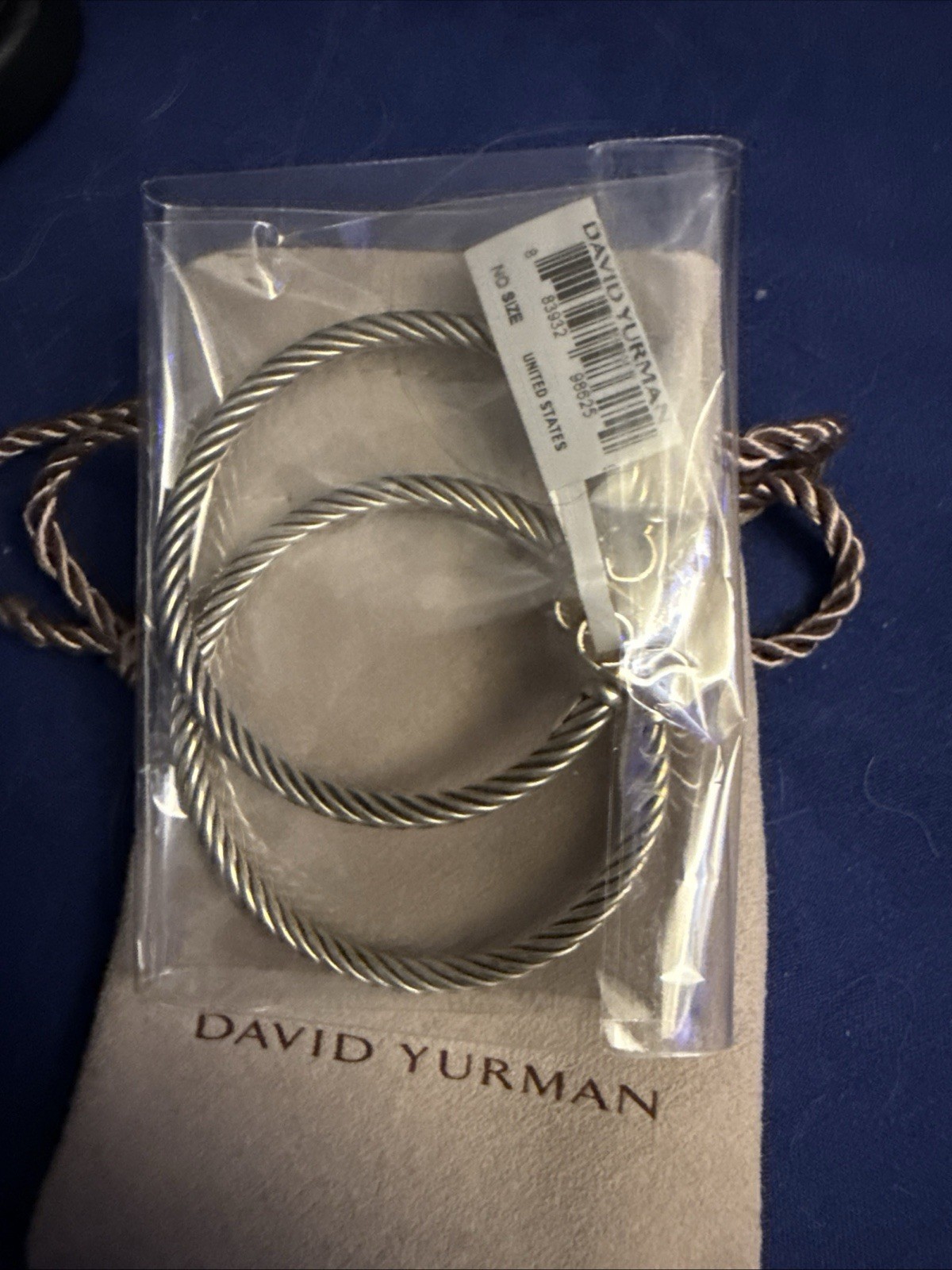 DAVID YURMAN 100% Authentic 14K & Sterling Silver Cable Hoop Earrings *Pristine!