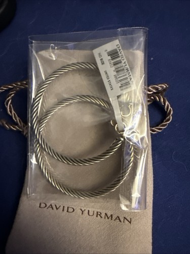 DAVID YURMAN 100% Authentic 14K & Sterling Silver Cable Hoop Earrings *Pristine!
