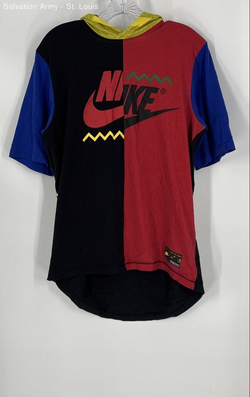 Nike Unisex Adults Multicolor Short Sleeve Hooded Pullover T-Shirt Size Medium