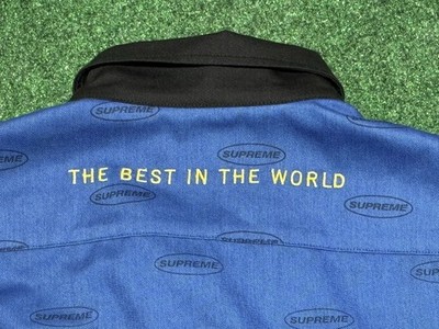 2017 Supreme Color Blocked Work Shirt Size Large Blue Black Yellow