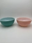 VTG Fire King Blue And PINK 5" Chili / Cereal Bowl Milk Glass Anchor Hocking MCM