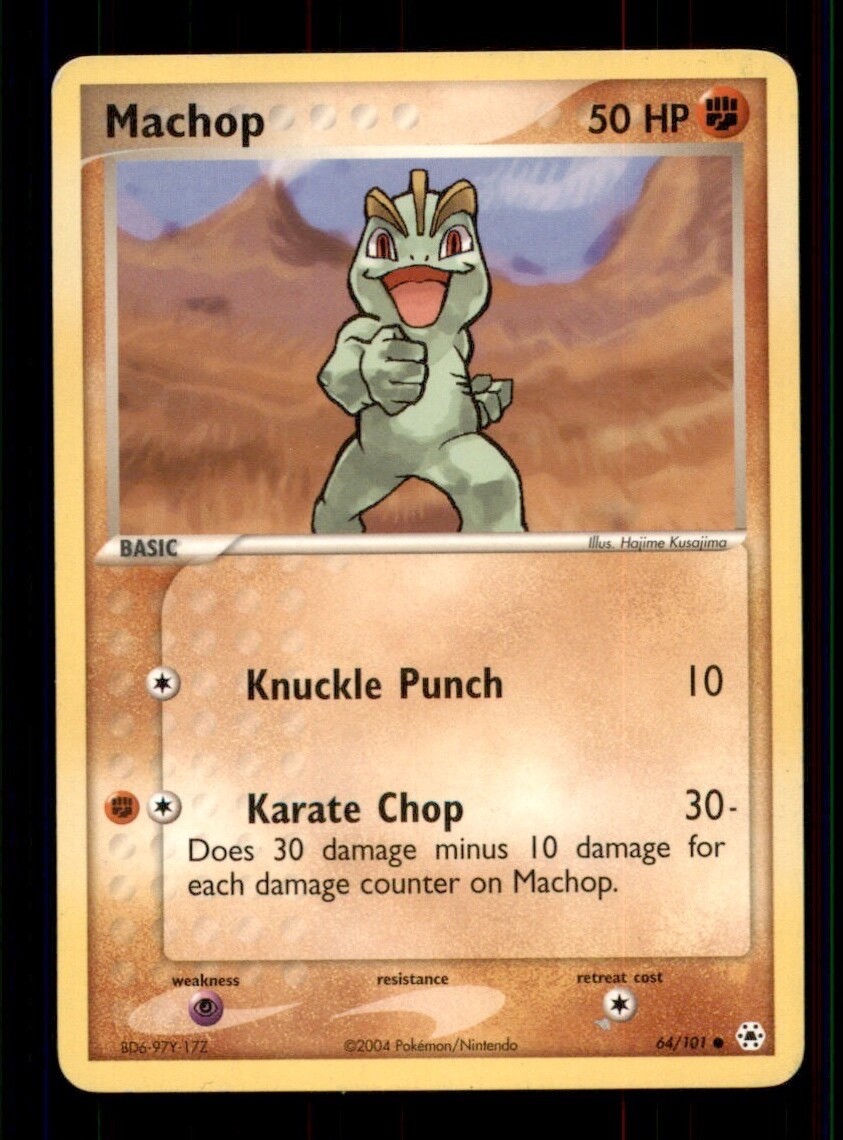 3X Pokemon Card Machop (EX Hidden Legends) 64/101 MODERATELY PLAYED Common TCG!!