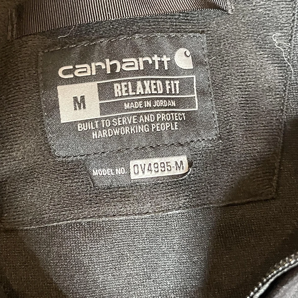 Chaleco Carhartt Para Hombres Mediano Negro Calce Relajado Polar Bolsillos con Cremallera Ropa de Trabajo Exterior Foto 3 de 4