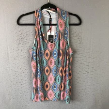 Viereck Racerback V-Neck Top Womens XL Pink Multi Bokabuku Sleeveless Tank New
