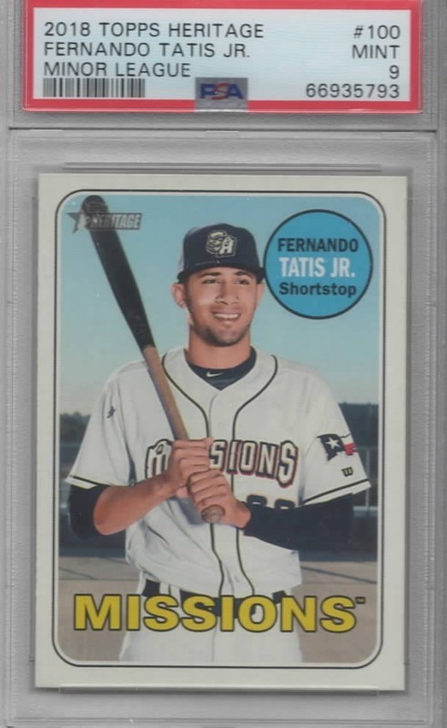 2018 Topps Heritage Fernando Tatis Jr. Rookie Minor League Card #100 (PSA 9)