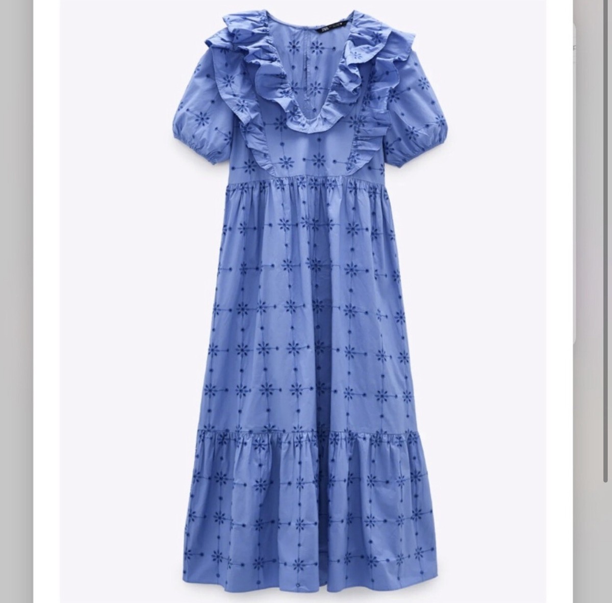 ZARA Blue Embroidered Eyelet Dress ZARA Blue Embroidered Eyelet Dress