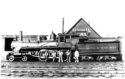 Woodstock Railroad - H.A. Perkins - Locomotive E.H. Williams - Barnes RPPC