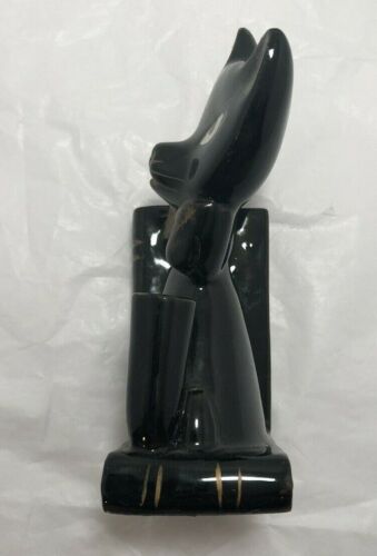 Black Cat Desk Set Vintage Art Deco Pen Holder Black Cat Figurine Halloween - Picture 2 of 6