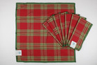 8 New Martha Stewart Collection Macy's Christmas Holiday Plaid Napkins 21" x 21"