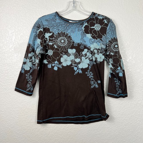 Y2K Christopher & Banks Vintage Floral Graphic Sparkle Baby Long Sleeve Tee S - 第 1/6 張圖片