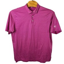 Peter Millar Mens XXL Pink Striped Short Sleeve Polo Shirt Logo On Sleeve