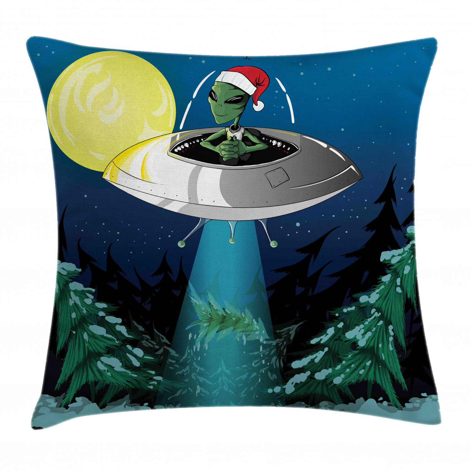 Cartoon Alien Christmas Art Square Pillow Case 18-Inch Cover